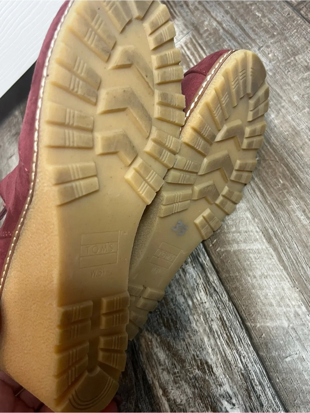 Toms Wine Suede Wedge Ankle Booties